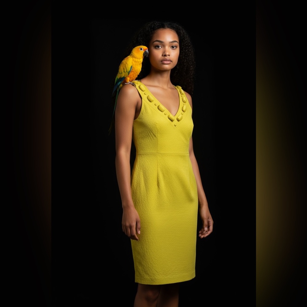 Muse sunny, lemon, yellow beaded dress
